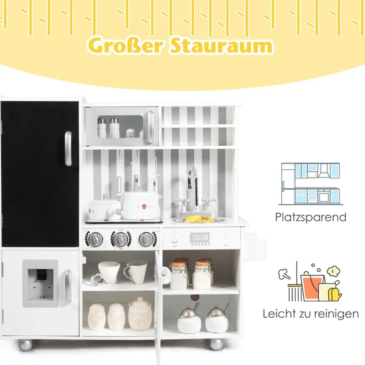 Kinderküche mit Tafel & Simulierten Geräuschen 83 x 32 x 80 cm Weiß