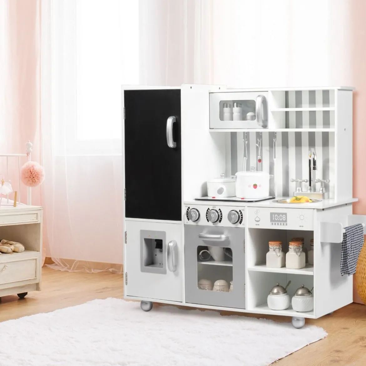 Kinderküche mit Tafel & Simulierten Geräuschen 83 x 32 x 80 cm Weiß
