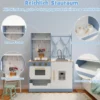 Kinderküche mit Vorhängen & Herd & Spüle & Ofen & Wasserspender Spielküchefür Kinder ab 3 J.