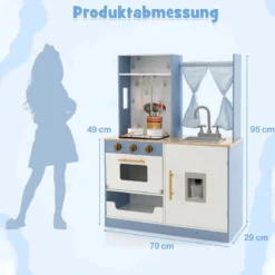 Kinderküche mit Vorhängen & Herd & Spüle & Ofen & Wasserspender Spielküchefür Kinder ab 3 J.