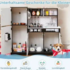 Kinderküche mit Zubehör Spielküchen-Spielzeugset mit Ofen & Waschmaschine Schwarz