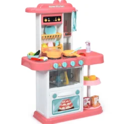 Kinder Küchen Kochset Kinderküche mit Spieluhr und Lichtern Spielzeugküche für Kleinkinder Rosa