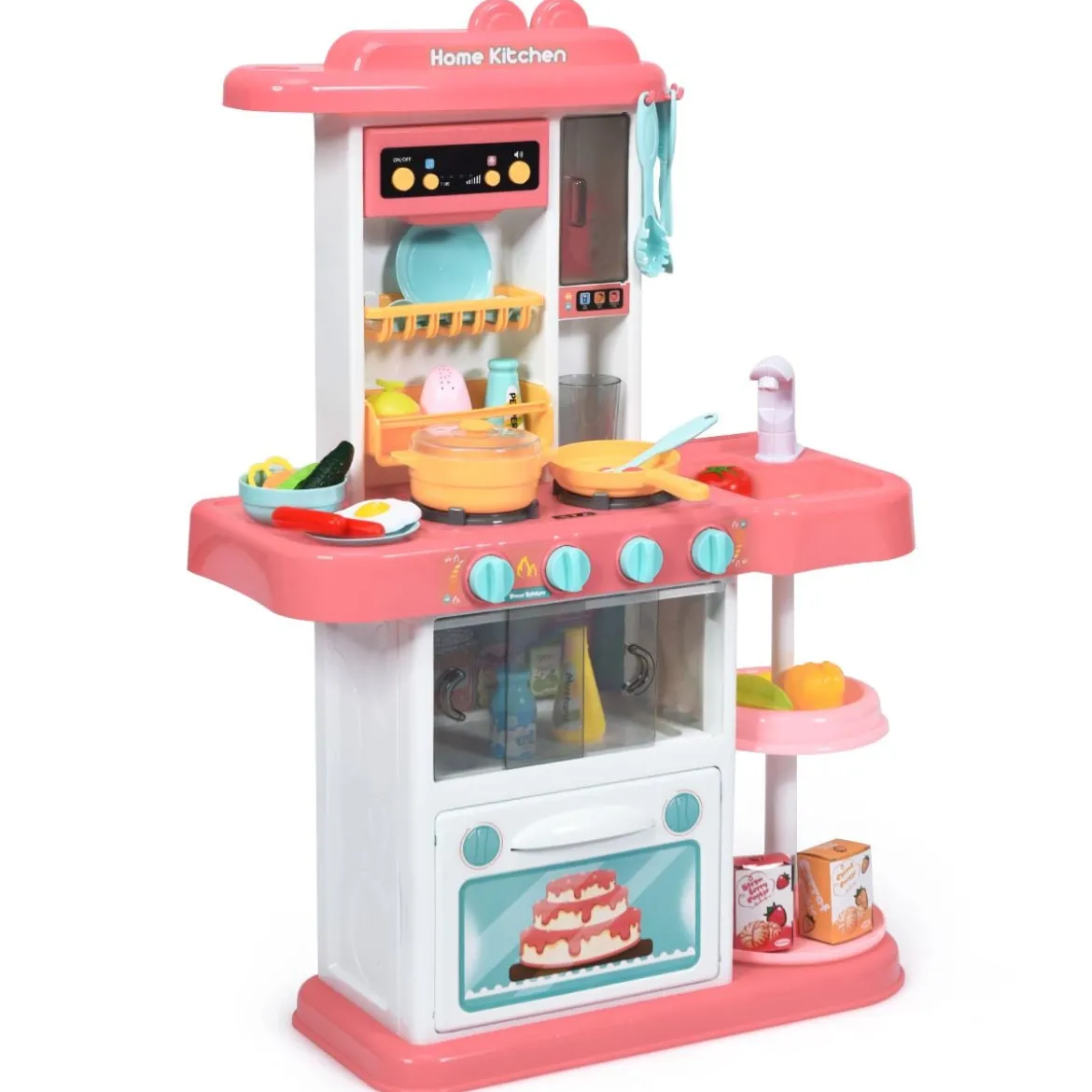 Kinder Küchen Kochset Kinderküche mit Spieluhr und Lichtern Spielzeugküche für Kleinkinder Rosa