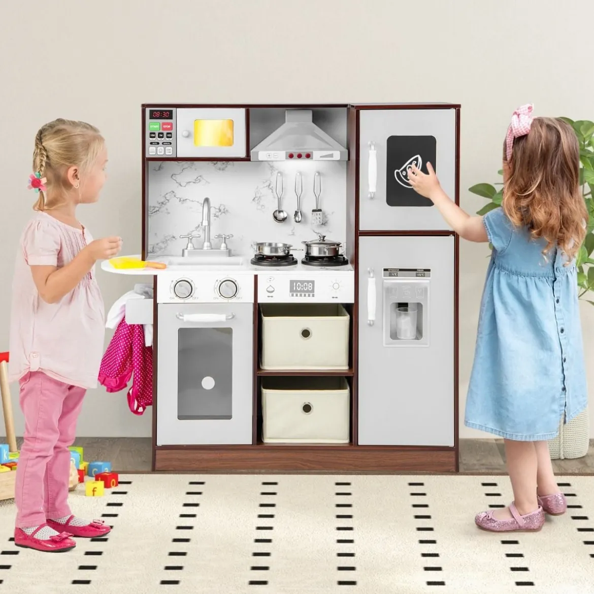 Kinderküchen-Spielset moderne Spielzeugküche mit attraktiven Lichtern Kaffee