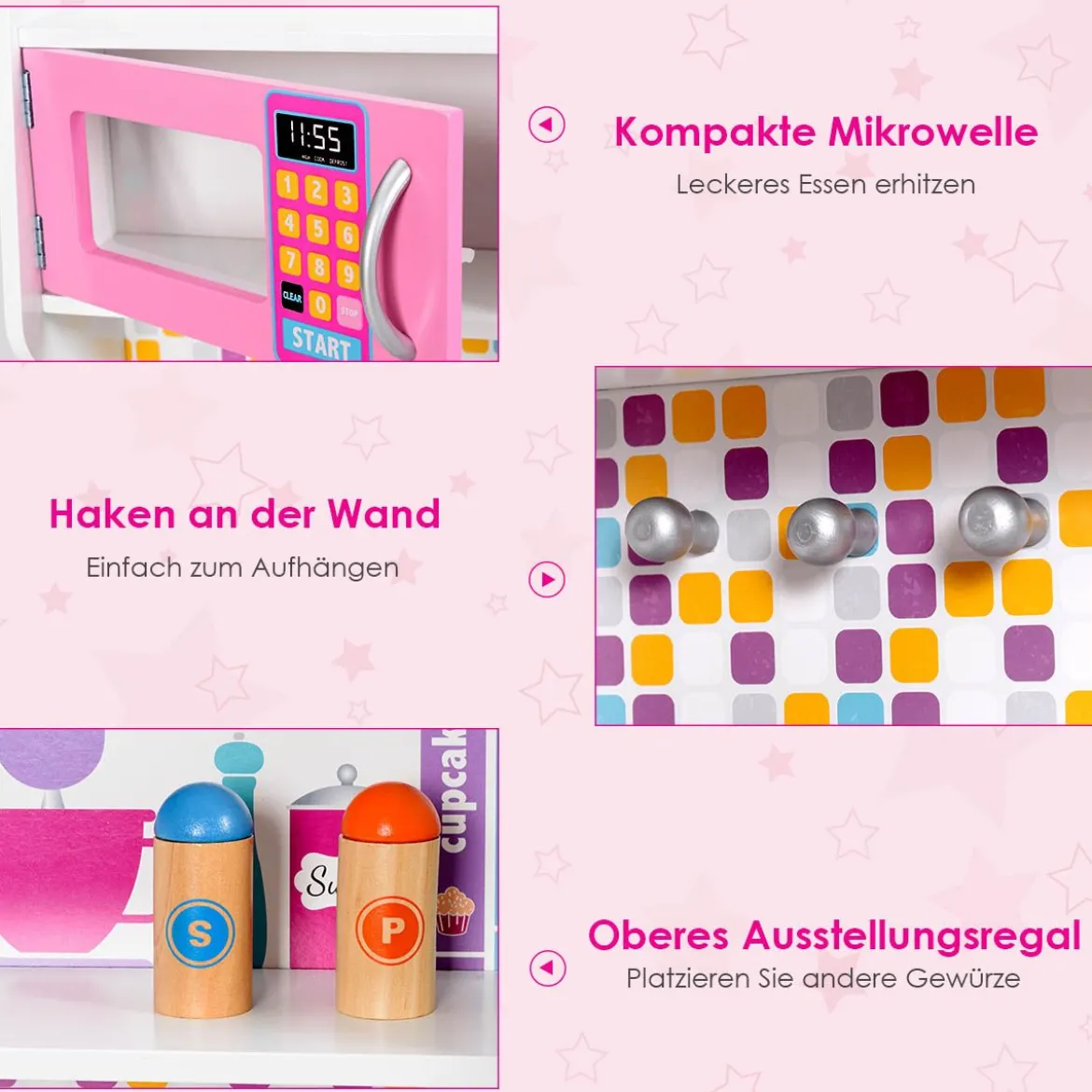 Kinderküchenspielzeug Spielküche für Kleinkind Rollenspiel Kinderküche 57 x 28 x 95,5 cm Rosa