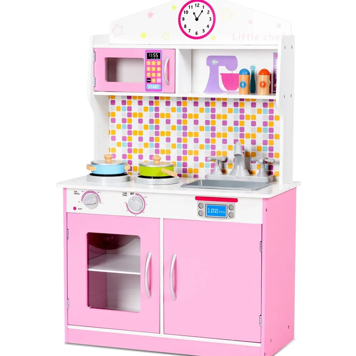 Kinderküchenspielzeug Spielküche für Kleinkind Rollenspiel Kinderküche 57 x 28 x 95,5 cm Rosa
