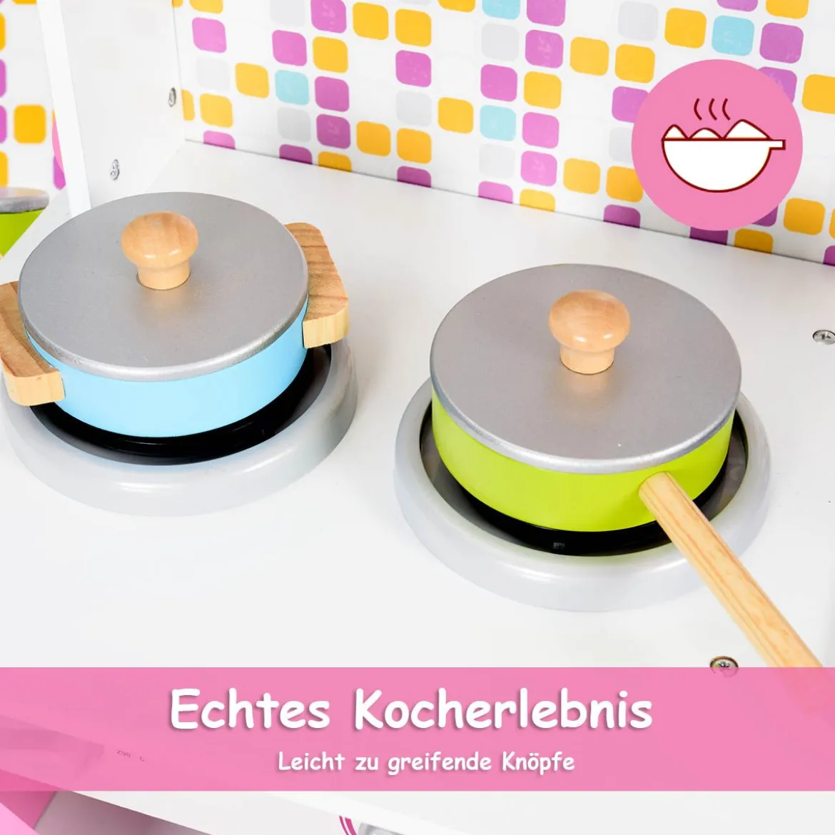 Kinderküchenspielzeug Spielküche für Kleinkind Rollenspiel Kinderküche 57 x 28 x 95,5 cm Rosa