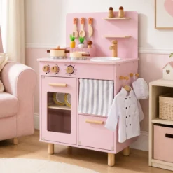 Kinderküche Puppenküche mit Herd Spüle & Geschirrspüler für Kinder ab 3 Jahren Rosa
