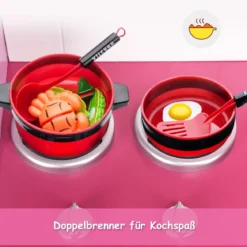 Kinderküche Spielküche aus Holz mit Abnehmbare Spüle Mikrowelle Backofen Kinder Küche Rosa