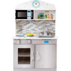Kinderküche Spielküche Kinderspielküche Grau 57 x 28 x 95,5 cm Holz