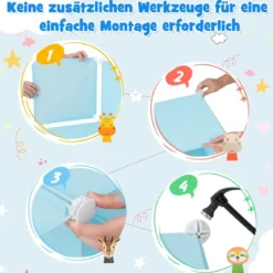 Kinder Kleiderschrank aus Kunststoff mit 12 Würfeln Kinderregal mit Türen & 2 Aufhänger