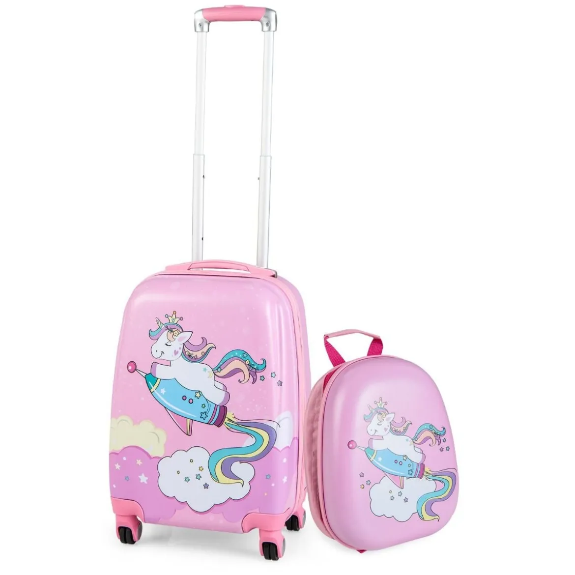 Kinderkoffer 2-Teiliges Kinder-Gepäckset Handgepäck- und Rucksack-Set Rosa