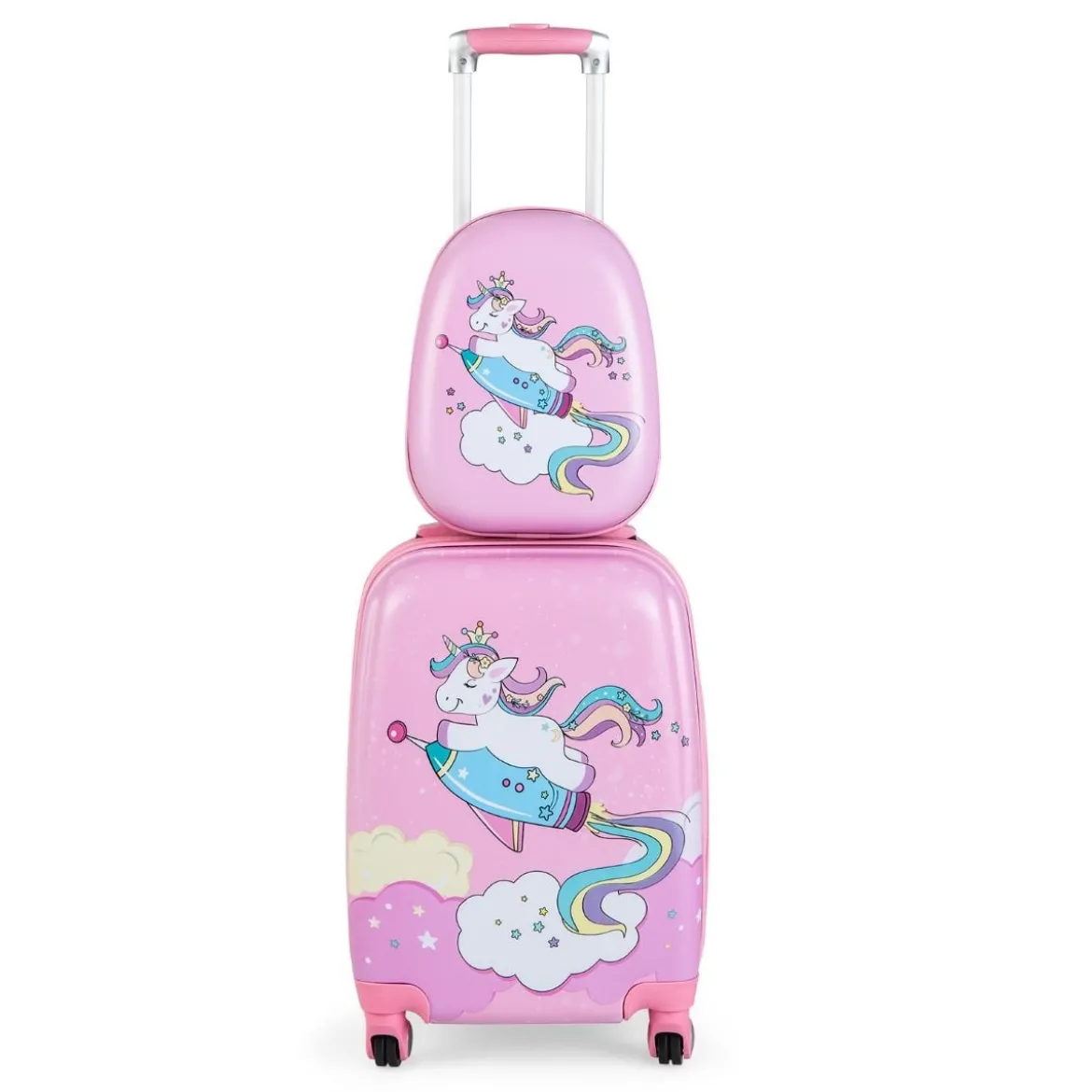 Kinderkoffer 2-Teiliges Kinder-Gepäckset Handgepäck- und Rucksack-Set Rosa
