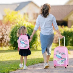 Kinderkoffer 2-Teiliges Kinder-Gepäckset Handgepäck- und Rucksack-Set Rosa