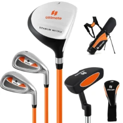 Kinder Komplettes Golf-Schlägerset Rechtshänder Golfset für Kinder von 8-10 Jahren Orange