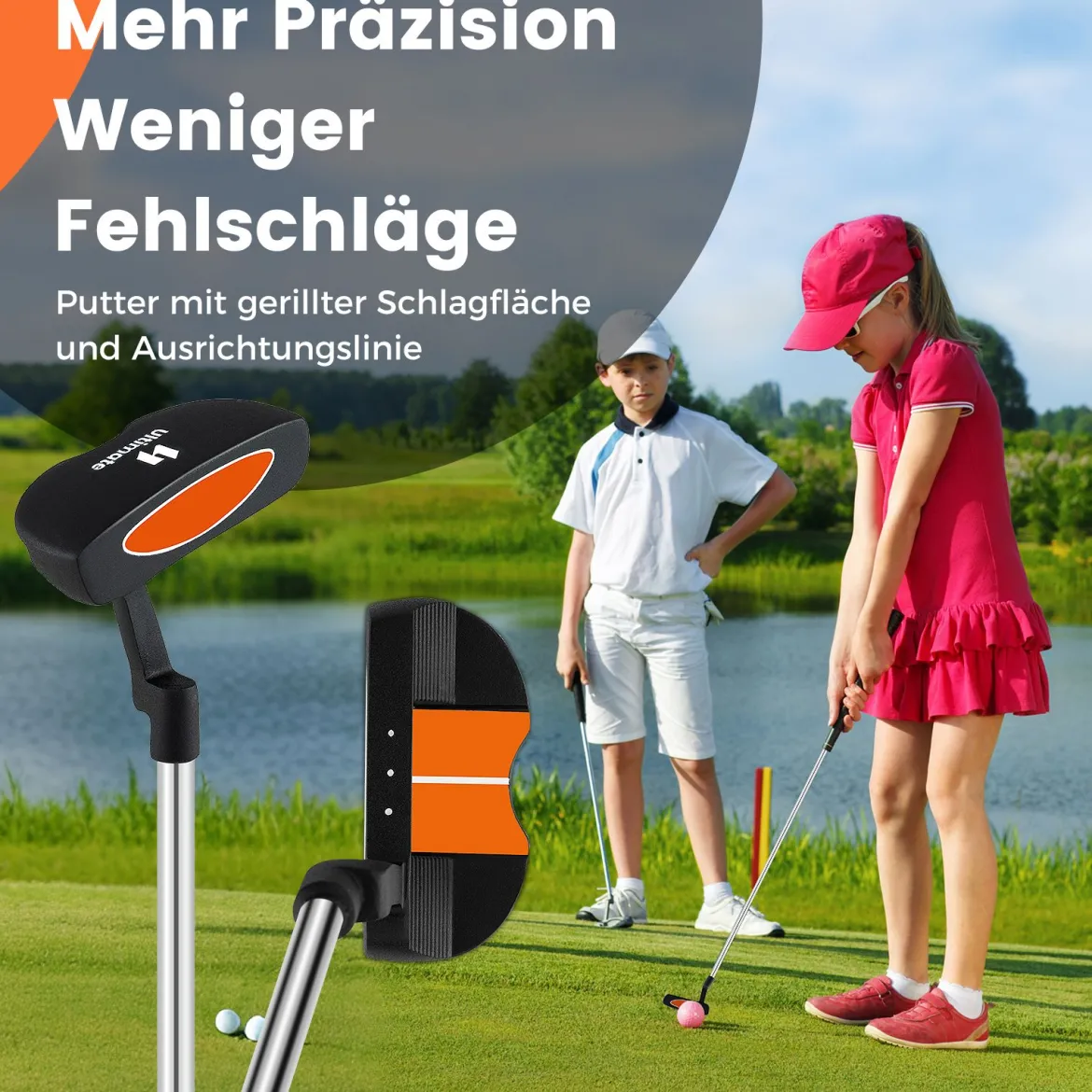 Kinder Komplettes Golf-Schlägerset Rechtshänder Golfset für Kinder von 8-10 Jahren Orange