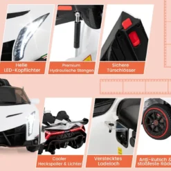 Kinder Lamborghini Elektroauto mit Fernbedienung & LED Scheinwerfer & Hupe & Musik Kinderfahrzeug
