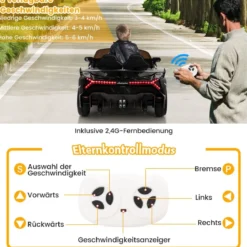 Kinder Lamborghini Elektroauto mit Fernbedienung & LED Scheinwerfer & Hupe & Musik Kinderfahrzeug