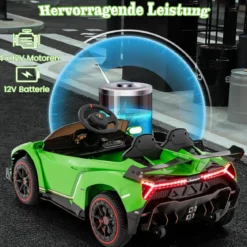 Kinder Lamborghini Elektroauto mit Fernbedienung & LED Scheinwerfer & Hupe & Musik Kinderfahrzeug