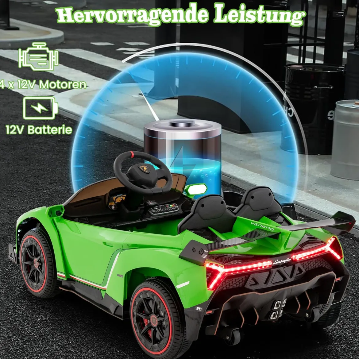 Kinder Lamborghini Elektroauto mit Fernbedienung & LED Scheinwerfer & Hupe & Musik Kinderfahrzeug