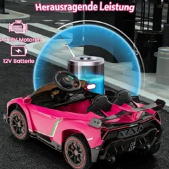 Kinder Lamborghini Elektroauto mit Fernbedienung & LED Scheinwerfer & Hupe & Musik Kinderfahrzeug