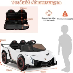 Kinder Lamborghini Elektroauto mit Fernbedienung & LED Scheinwerfer & Hupe & Musik Kinderfahrzeug