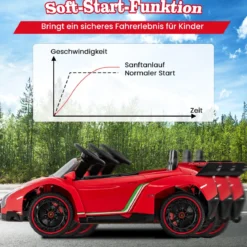 Kinder Lamborghini Elektroauto mit Fernbedienung & LED Scheinwerfer & Hupe & Musik Kinderfahrzeug