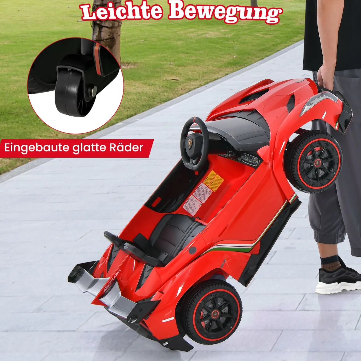 Kinder Lamborghini Elektroauto mit Fernbedienung & LED Scheinwerfer & Hupe & Musik Kinderfahrzeug