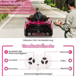 Kinder Lamborghini Elektroauto mit Fernbedienung & LED Scheinwerfer & Hupe & Musik Kinderfahrzeug