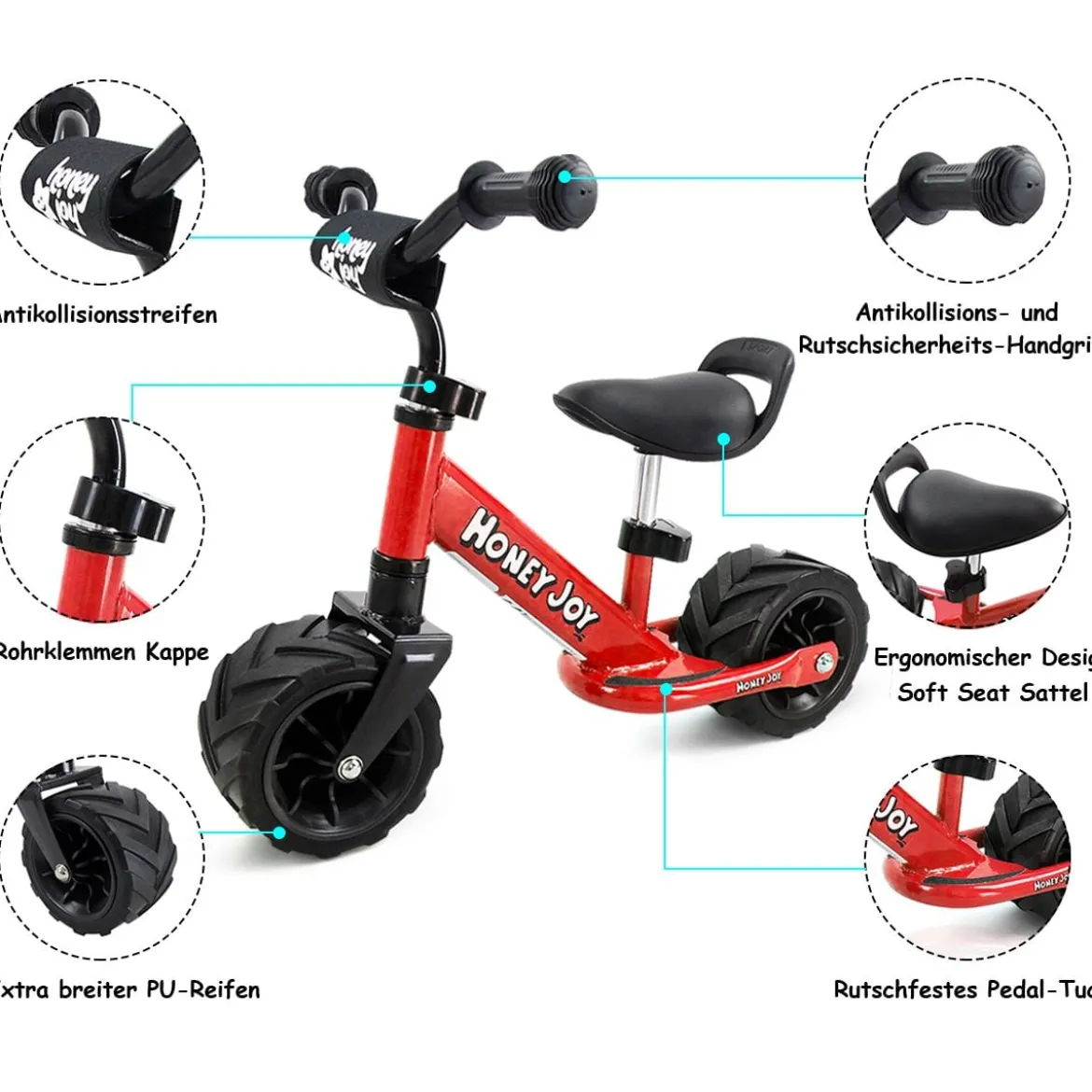 Kinderlaufrad Kinder Fahrrad Lauflernrad Rot 66 x 38 x 55 cm