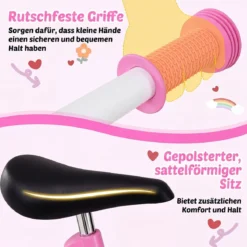 Kinderlaufrad mit Höhenverstellbarem Lenker für Kinder ab 3 Jahren Tragkraft 20 kg Rosa