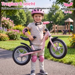Kinderlaufrad mit Mehrfach Verstellbarem Sattel & Lenker für Kinder ab 3 Jahren Rosa