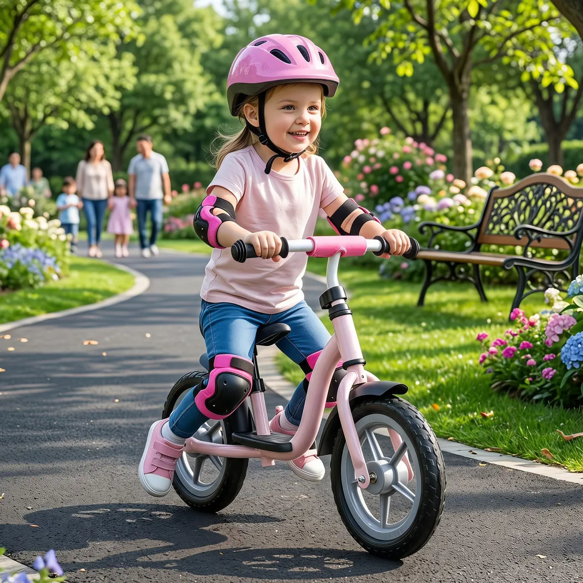 Kinderlaufrad mit Mehrfach Verstellbarem Sattel & Lenker für Kinder ab 3 Jahren Rosa