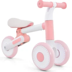 Kinder Laufrad mit Verstellbarer Sitzhöhe & Klappbarem Design Lauflernrad ab 1 Jahre Rosa