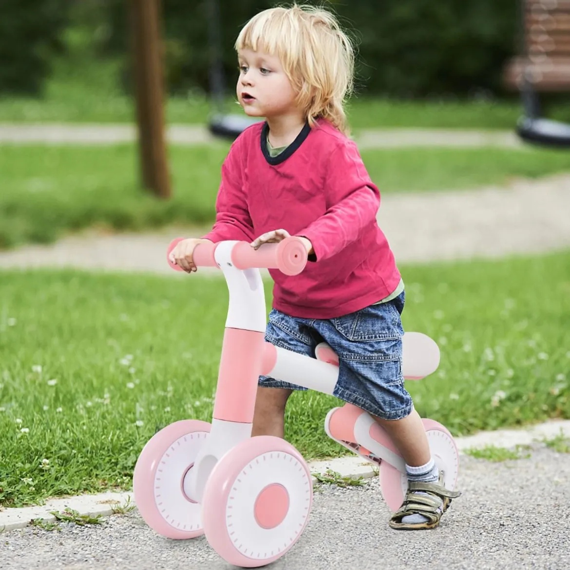 Kinder Laufrad mit Verstellbarer Sitzhöhe & Klappbarem Design Lauflernrad ab 1 Jahre Rosa