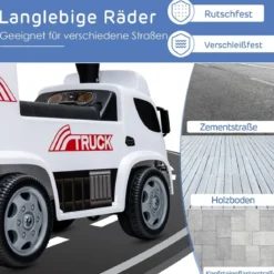 Kinder LKW mit Anhänger & Lenkrad & Musik für Kinder von 18–36 Monaten Weiß