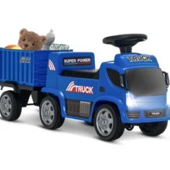 Kinder LKW mit Anhänger & Lenkrad & Musik für Kinder von 18–36 Monaten Blau