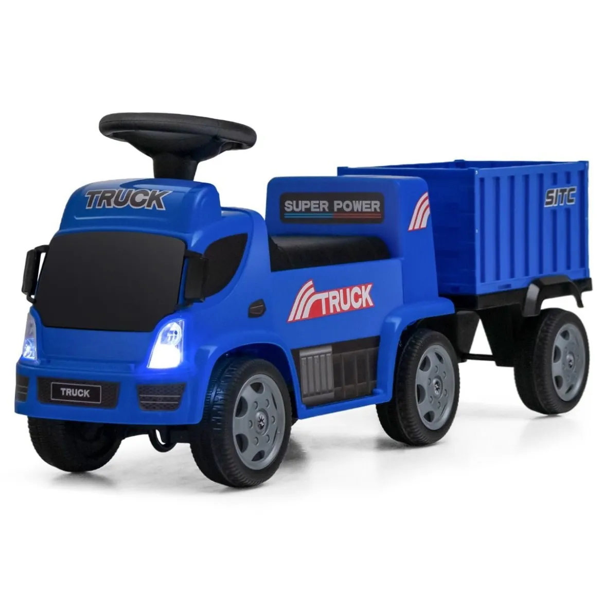 Kinder LKW mit Anhänger & Lenkrad & Musik für Kinder von 18–36 Monaten Blau