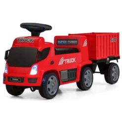 Kinder LKW mit Anhänger & Lenkrad & Musik für Kinder von 18–36 Monaten Rot