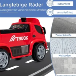 Kinder LKW mit Anhänger & Lenkrad & Musik für Kinder von 18–36 Monaten Rot