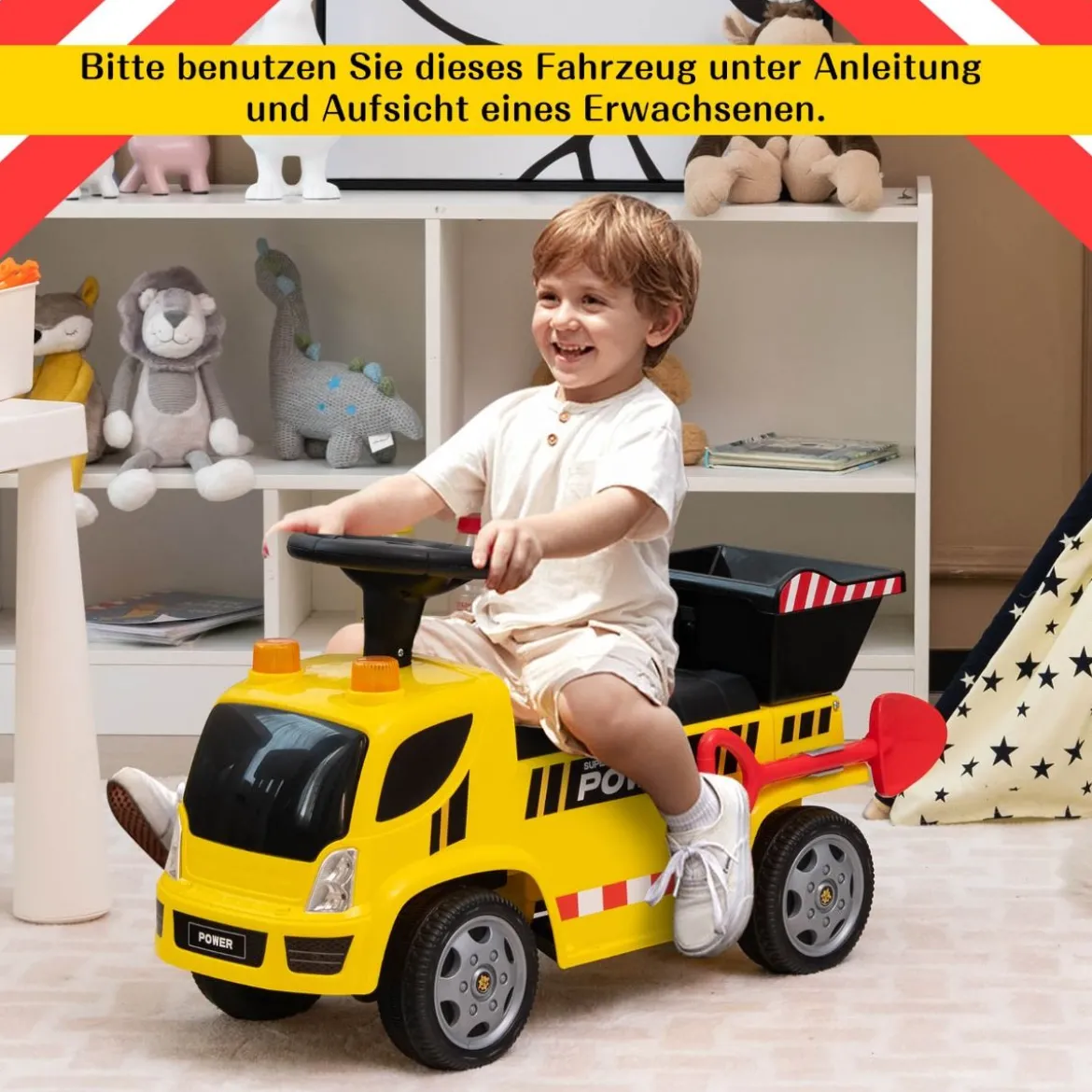 Kinder LKW mit Kippeimer & abnehmbarer Schaufel für Kinder im Alter von 18–36 M. Gelb