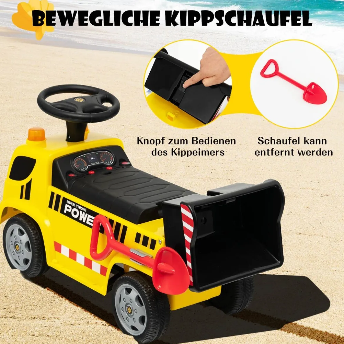 Kinder LKW mit Kippeimer & abnehmbarer Schaufel für Kinder im Alter von 18–36 M. Gelb
