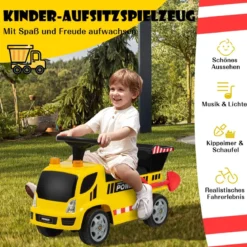 Kinder LKW mit Kippeimer & abnehmbarer Schaufel für Kinder im Alter von 18–36 M. Gelb