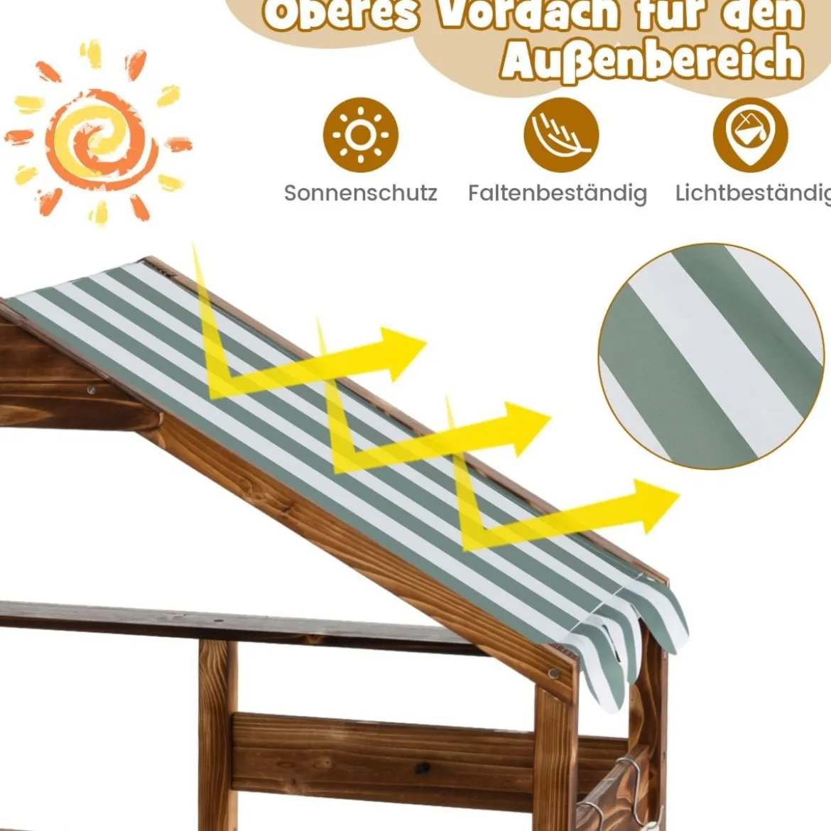 Kinder Matschküche aus Massivholz mit Vordach & Kreidetafel & Abnehmbarem Spülbecken