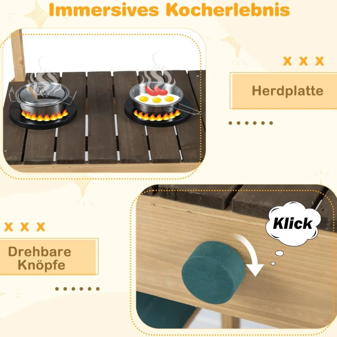 Kinder Matschküche mit Pflanzkasten & Rankgitter Outdoor Kinderküche mit Wasserfunktion Natur + Grün