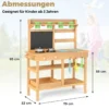 Kinder-Matschküche mit Tafel & Wasserhahn & Spülen & Blumentöpfen Holz Kinderküche