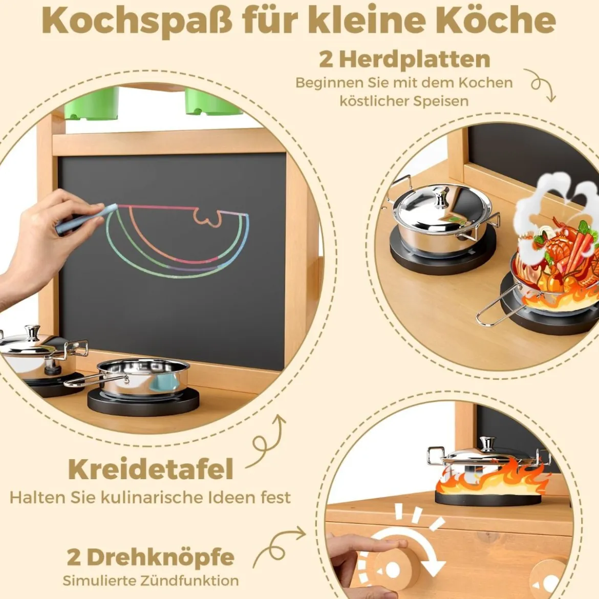Kinder-Matschküche mit Tafel & Wasserhahn & Spülen & Blumentöpfen Holz Kinderküche