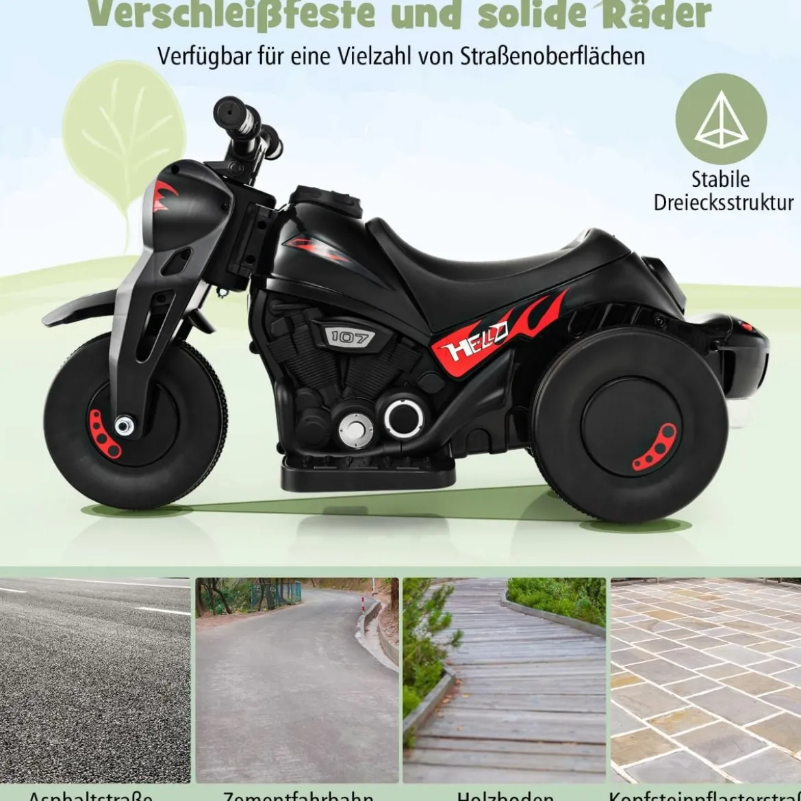 Kinder Motorrad mit Seifenblasenmaschine & Musik & LED Scheinwerfer Kindermotorrad Schwarz