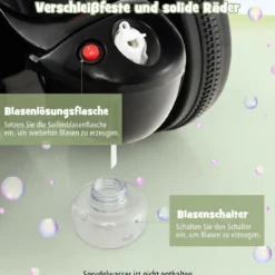 Kinder Motorrad mit Seifenblasenmaschine & Musik & LED Scheinwerfer Kindermotorrad Schwarz