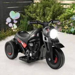 Kinder Motorrad mit Seifenblasenmaschine & Musik & LED Scheinwerfer Kindermotorrad Schwarz